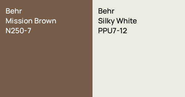 Behr Mission Brown vs. Behr Silky White comparison