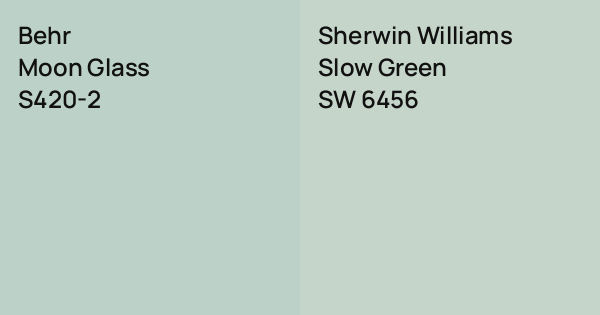 Behr Moon Glass vs. Sherwin Williams Slow Green comparison