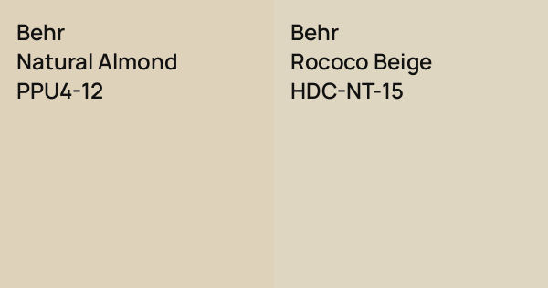 Behr Natural Almond vs. Behr Rococo Beige comparison