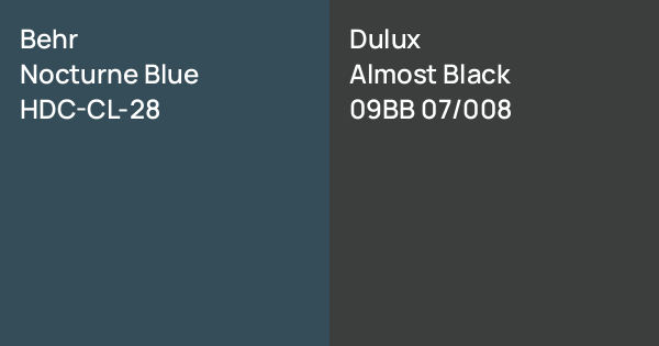 Behr Nocturne Blue vs. Dulux Almost Black comparison
