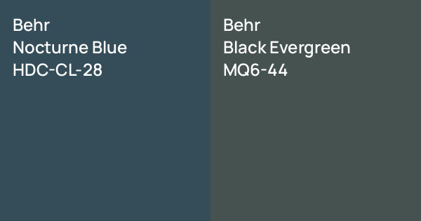 Behr Nocturne Blue vs. Behr Black Evergreen comparison