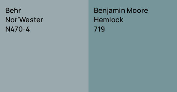 Behr Nor'Wester vs. Benjamin Moore Hemlock comparison