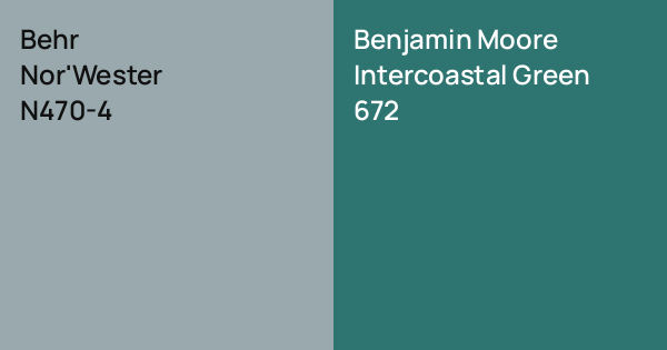 Behr Nor'Wester vs. Benjamin Moore Intercoastal Green comparison