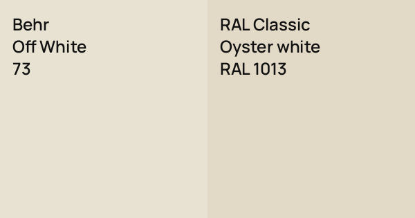 Behr Off White vs. RAL Classic Oyster white comparison