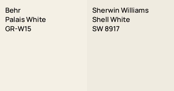Behr Palais White vs. Sherwin Williams Shell White comparison