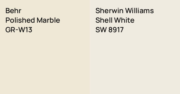 Behr Polished Marble vs. Sherwin Williams Shell White comparison