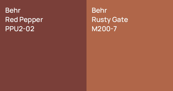 Rusty Peper Behr Red Pepper vs. Behr Rusty Gate comparison
