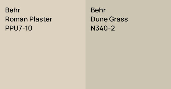 Behr Roman Plaster vs. Behr Dune Grass comparison