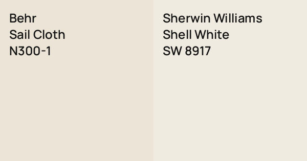 Behr Sail Cloth vs. Sherwin Williams Shell White comparison