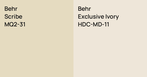 Behr Scribe vs. Behr Exclusive Ivory comparison