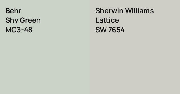 Behr Shy Green vs. Sherwin Williams Lattice comparison