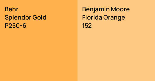 Splendor Gold Color Behr Splendor Gold vs. Benjamin Moore Florida Orange comparison