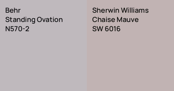 Behr Standing Ovation vs. Sherwin Williams Chaise Mauve comparison