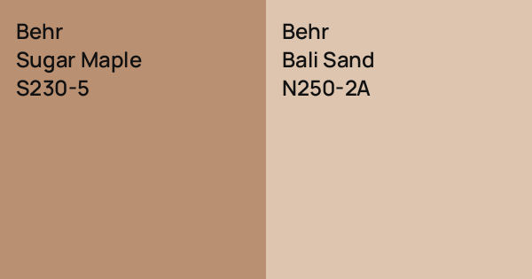 Behr Sugar Maple vs. Behr Bali Sand comparison