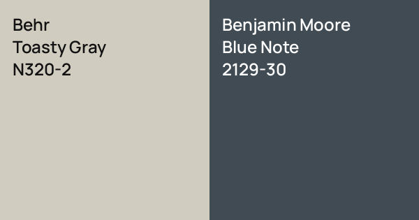 Behr Toasty Gray vs. Benjamin Moore Blue Note comparison