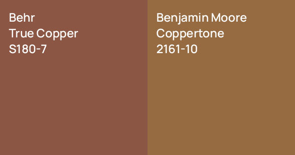 Behr True Copper vs. Benjamin Moore Coppertone comparison