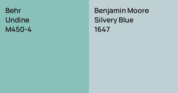 Undine Color Behr Undine vs. Benjamin Moore Silvery Blue comparison