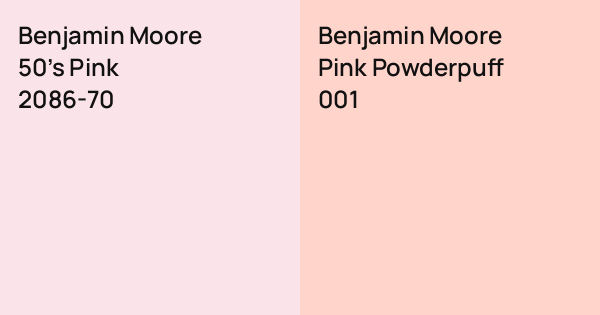 Benjamin Moore 50's Pink vs. Benjamin Moore Pink Powderpuff comparison
