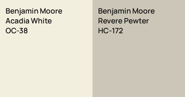 Benjamin Moore Acadia White vs. Benjamin Moore Revere Pewter comparison