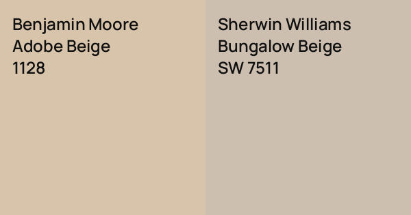 Benjamin Moore Adobe Beige vs. Sherwin Williams Bungalow Beige comparison