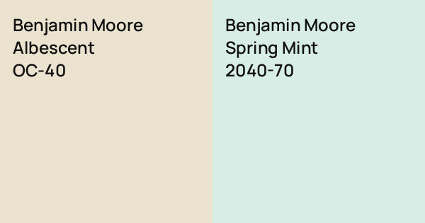 Benjamin Moore Albescent vs. Benjamin Moore Spring Mint comparison