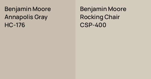 Benjamin Moore Annapolis Gray vs. Benjamin Moore Rocking Chair comparison