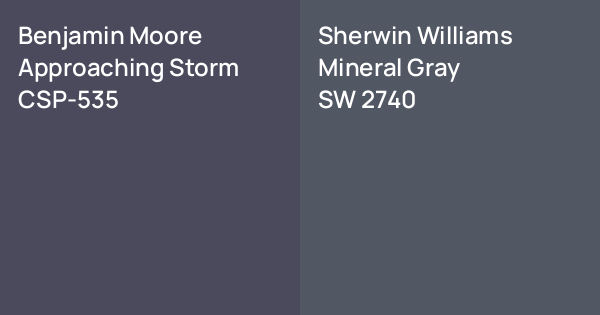 Benjamin Moore Approaching Storm vs. Sherwin Williams Mineral Gray ...