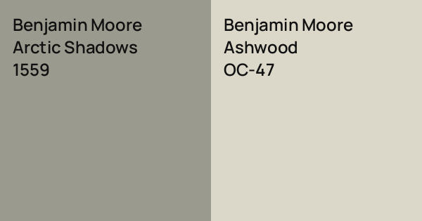 Benjamin Moore Arctic Shadows vs. Benjamin Moore Ashwood comparison