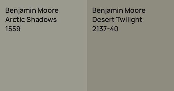 Benjamin Moore Arctic Shadows vs. Benjamin Moore Desert Twilight comparison