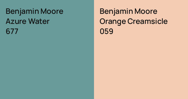 Benjamin Moore Azure Water vs. Benjamin Moore Orange Creamsicle comparison