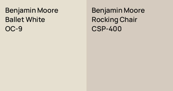 Benjamin Moore Ballet White vs. Benjamin Moore Rocking Chair comparison