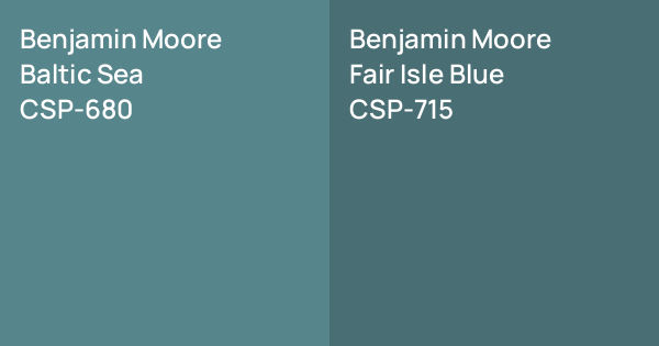 Benjamin Moore Baltic Sea vs. Benjamin Moore Fair Isle Blue comparison