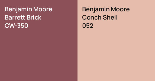 Benjamin Moore Barrett Brick vs. Benjamin Moore Conch Shell comparison