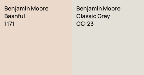 Benjamin Moore Bashful vs. Benjamin Moore Classic Gray comparison
