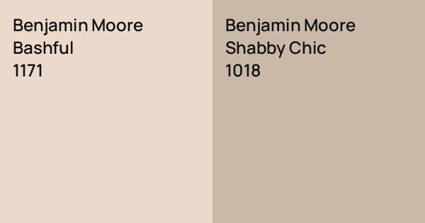 Benjamin Moore Bashful vs. Benjamin Moore Shabby Chic comparison
