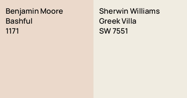 Benjamin Moore Bashful vs. Sherwin Williams Greek Villa comparison