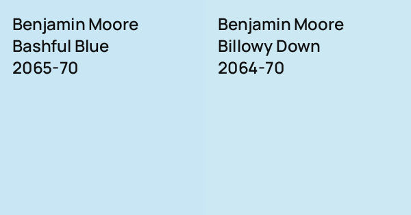 Benjamin Moore Bashful Blue vs. Benjamin Moore Billowy Down comparison