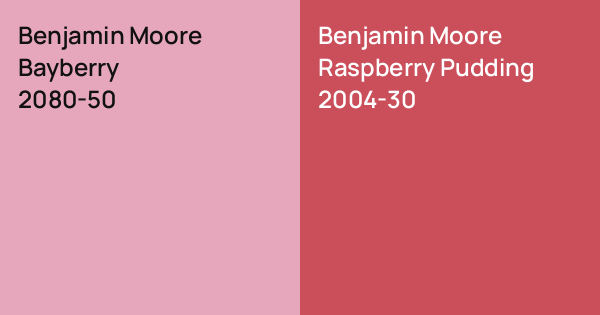 Benjamin Moore Bayberry vs. Benjamin Moore Raspberry Pudding comparison