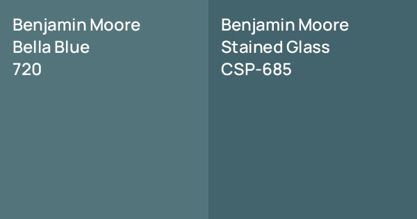 Benjamin Moore Bella Blue vs. Benjamin Moore Stained Glass comparison