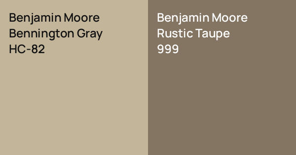 Benjamin Moore Bennington Gray vs. Benjamin Moore Rustic Taupe comparison