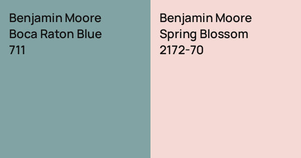 Benjamin Moore Boca Raton Blue vs. Benjamin Moore Spring Blossom comparison