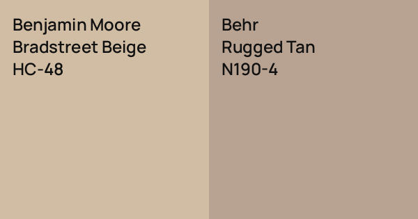 Skin Color Rugged Tan Benjamin Moore Bradstreet Beige vs. Behr Rugged Tan comparison