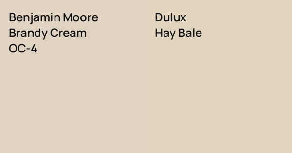 Brandy Hay Benjamin Moore Brandy Cream vs. Dulux Hay Bale comparison