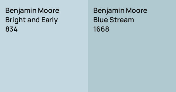 Benjamin Moore Bright and Early vs. Benjamin Moore Blue Stream comparison