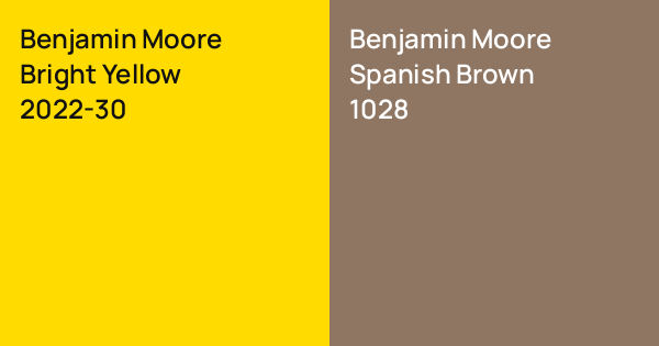 Benjamin Moore Bright Yellow vs. Benjamin Moore Spanish Brown comparison