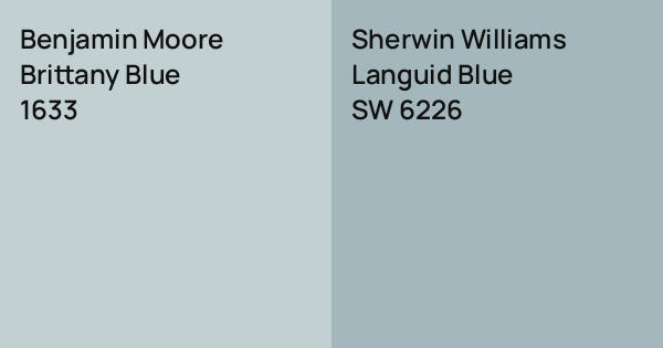 Benjamin Moore Brittany Blue vs. Sherwin Williams Languid Blue comparison
