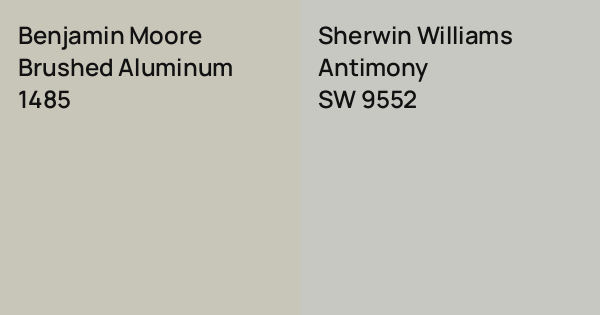 Benjamin Moore Brushed Aluminum vs. Sherwin Williams Antimony comparison