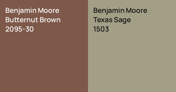 Benjamin Moore Butternut Brown vs. Benjamin Moore Texas Sage comparison