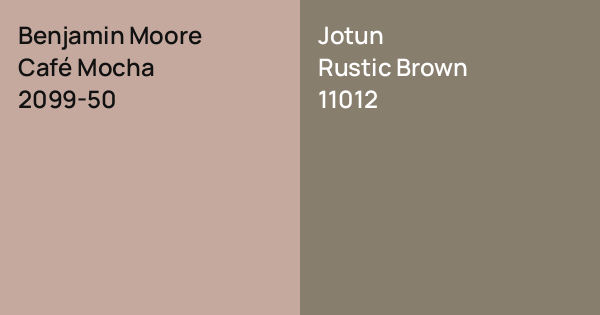 Benjamin Moore Café Mocha vs. Jotun Rustic Brown comparison
