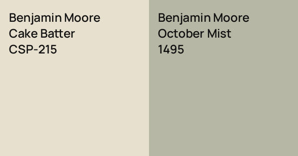 Benjamin Moore Cake Batter vs. Benjamin Moore October Mist comparison